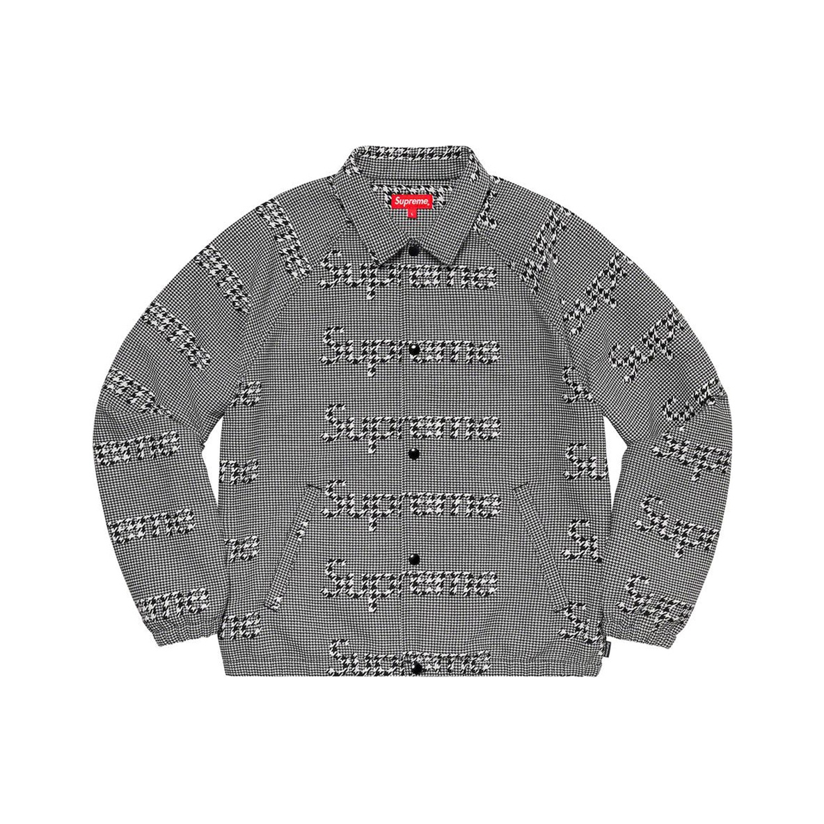 Supreme Houndstooth Logos Snap Front Jacket Blue L - POIZON
