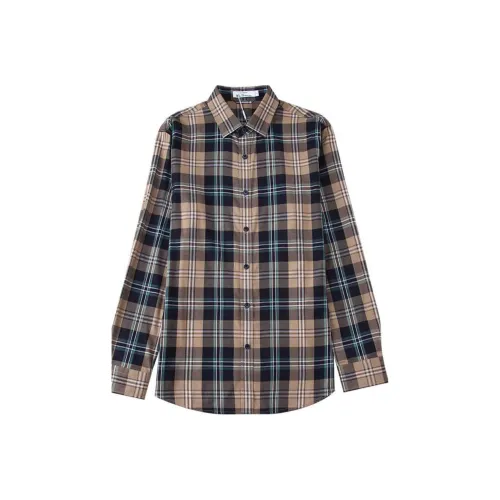 BEN SHERMAN Shirt Men's Yellow Base Green Plaid