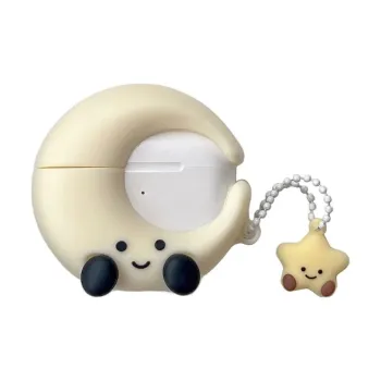 CHRROTA Compatibility With Apple AirPods 4 Silicone Cartoon Moon Soft Shell Headphone Protective Cover Headphone Cases