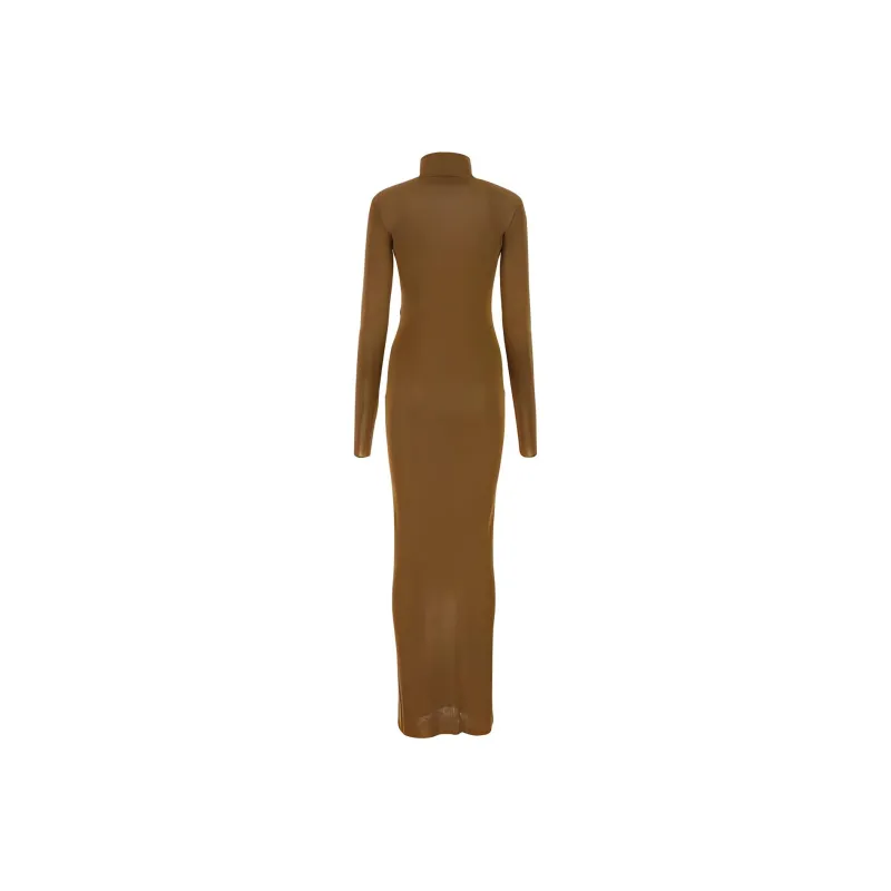 SAINT LAURENT Short Sleeved Dress Women's Dark Brown-1