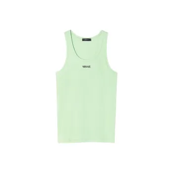 VERSACE Logo Ribbed Tank Top Tank Tops Men's Green
