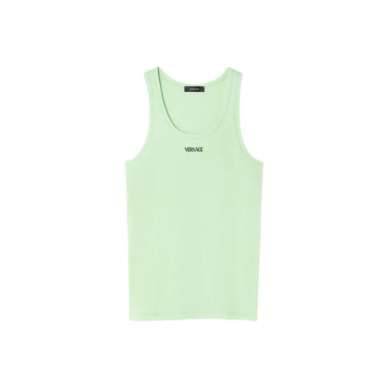 VERSACE Logo Ribbed Tank Top Tank Tops Men's Green-0