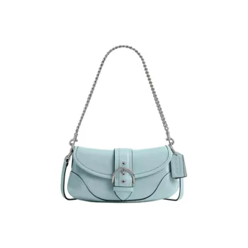 COACH Soho Patent Leather Shoulder Bag Medium Size Women's Light Blue