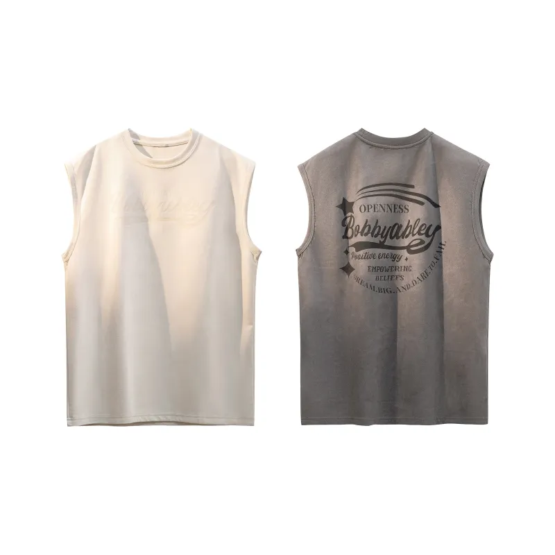 BOBBY ABLEY Versatile Loose Fit Straight Fit Letter Moisture Wicking Sleeveless Tank Top Unisex-17