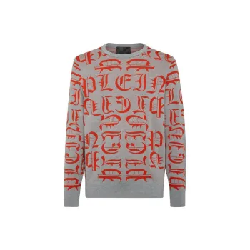 PHILIPP PLEIN Logo embroidered Crew Neck Sweater