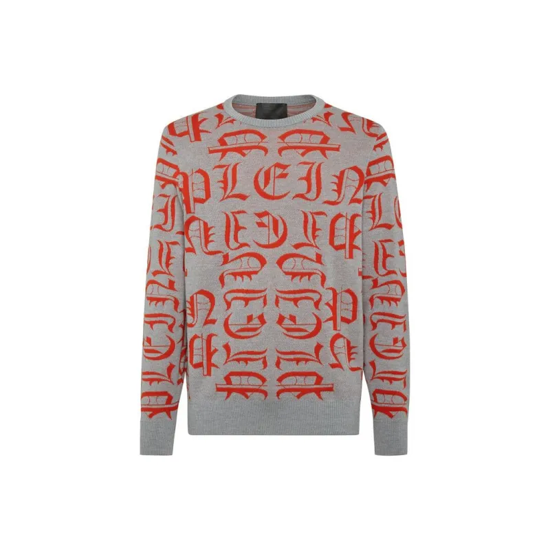 PHILIPP PLEIN Logo embroidered Crew Neck Sweater-0