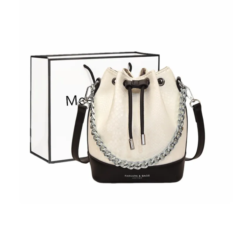 Fitchell PU Bucket Bag, Crossbody Bag Regular Women's Silver/Pink/Black & White/Black/Red/White-2