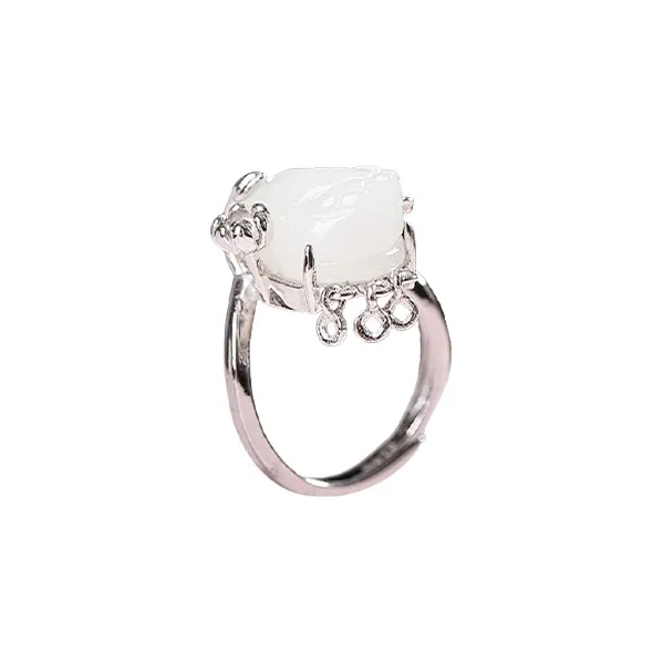 Jade Ink Love Hetian Jade Rings White Jade Unisex-0