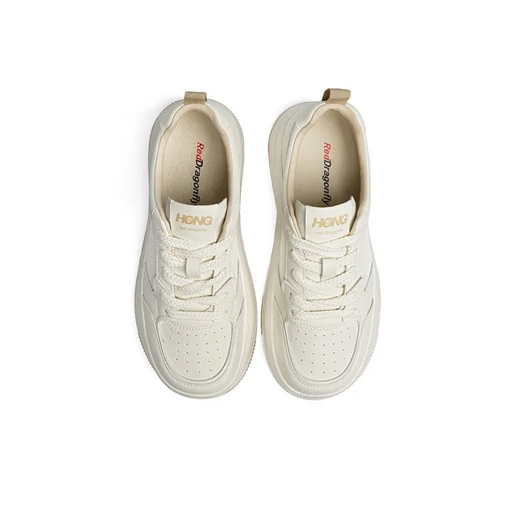 RED DRAGONFLY Anti Slip Wear Resistant Low Top Skateboard Shoes Women's Beige Apricot-2