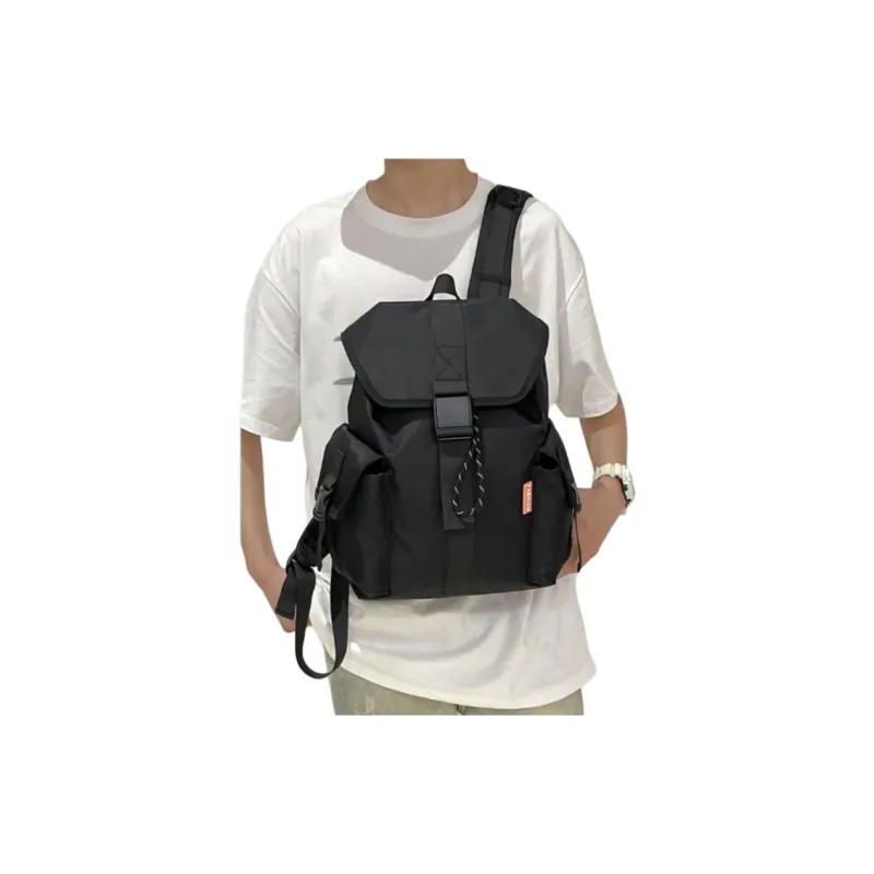 Travel Nylon Backpack Regular Unisex Black/White-1