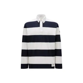 Moncler Striped Long Sleeved Polo Shirt