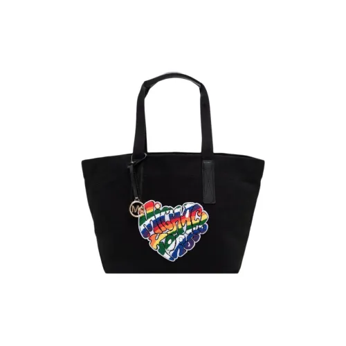 MICHAEL KORS Heart Canvas With Fabric Canvas Bag Tote Bag Shopping Bag Handbag Women's Black