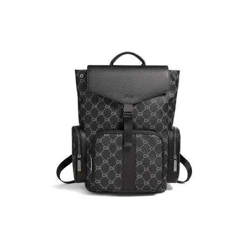 COOGI Synthetic Leather Backpack Men's Black Gray