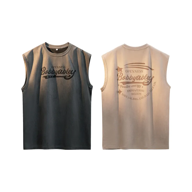 BOBBY ABLEY Versatile Loose Fit Straight Fit Letter Moisture Wicking Sleeveless Tank Top Unisex-19