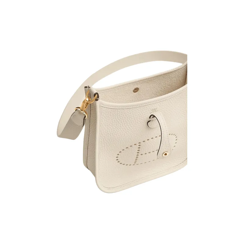 HERMES Evelyne Clemence Bullock Leather Shoulder Bag Women's Chalk White-3