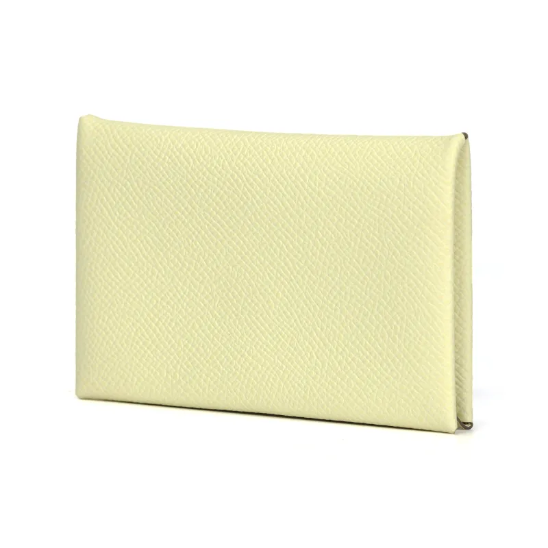 HERMES Calvi Epsom Leather Coin Purse Wallets Card Holders Regular Women's Milton Yellow-1