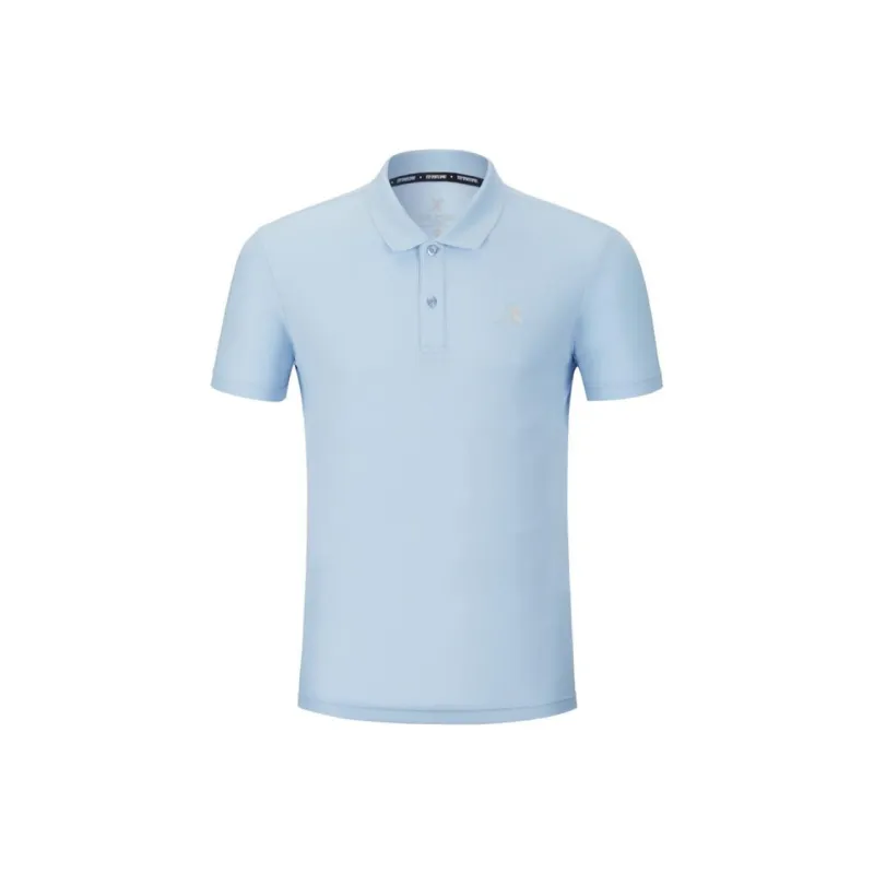 XTEP Comprehensive Training Short Sleeved Polo Shirt Men's Light Blue-0