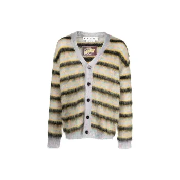 MARNI V Neck Mohair Stripe Cardigan