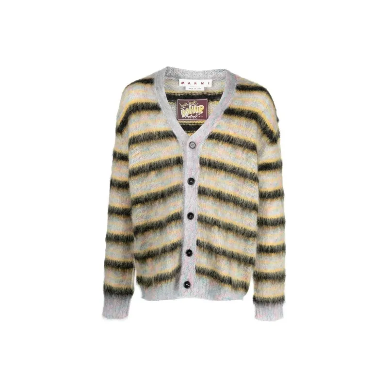 MARNI V Neck Mohair Stripe Cardigan-0