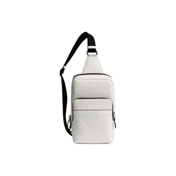 COACH Gotham Coated Canvas With Calfskin Messenger Bag, Crossbody Bag, Sling Bag Small Size Men's White & Black