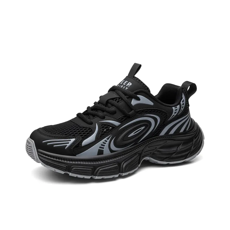 JEEP SPIRIT Cushioning Height Increasing Abrasion Resistant Breathable Slip Resistant Low Top Casual Shoes Men's Black-2