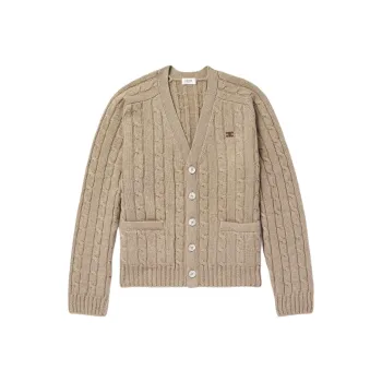 CELINE Cable knit Triomphe Cardigan In Cashmere