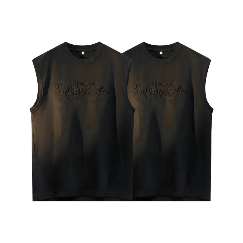 BOBBY ABLEY Versatile Loose Fit Straight Fit Letter Moisture Wicking Sleeveless Tank Top Unisex-36