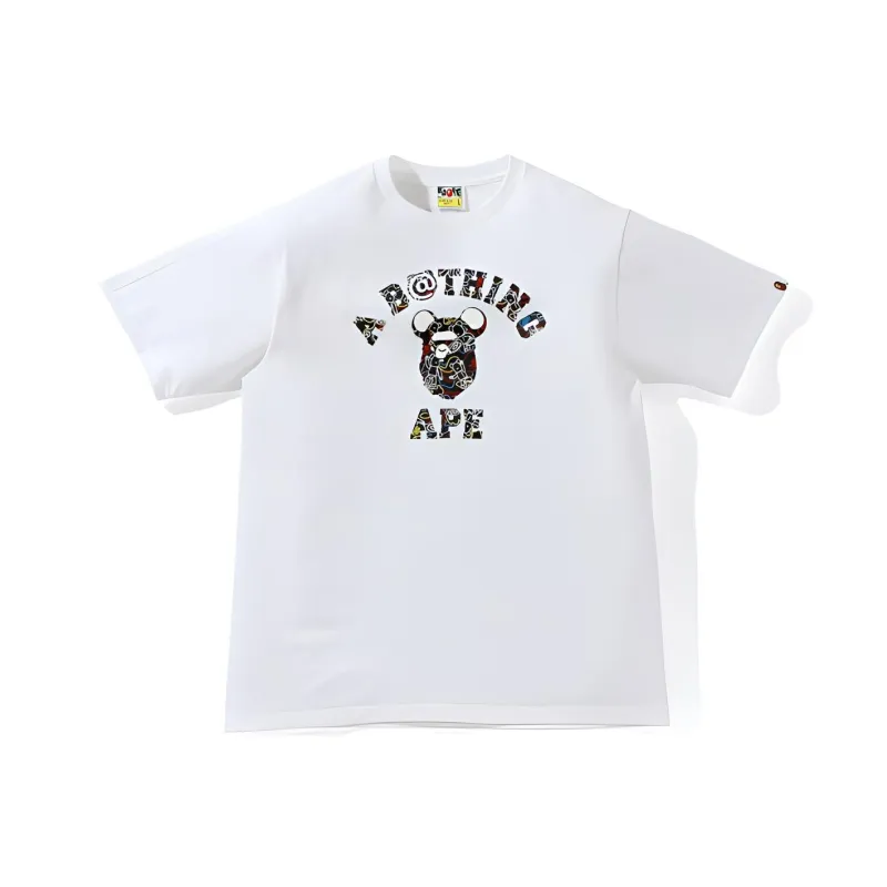 Bape X Medicom Toy Bearbrick Camo Bear College Tee-2