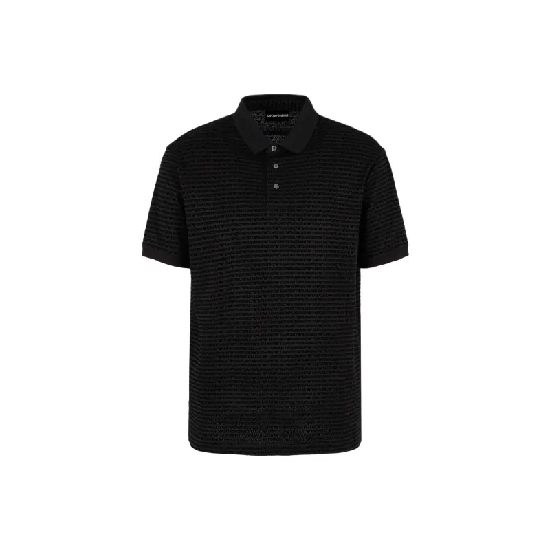 EMPORIO ARMANI Asv Lyocell blend Jersey Polo Shirt With Flocked Lettering All Over-0