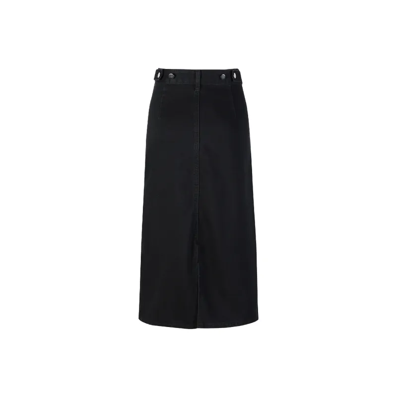 Wen Shan Denim Long Skirt Women's Black-1