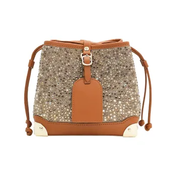 URANOLITH Cow Split Leather Bucket Bags Crossbody Bag, Shoulder Bag Women's Amber Yellow
