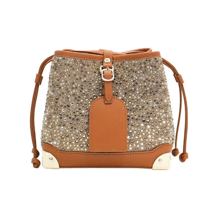 URANOLITH Cow Split Leather Bucket Bags Crossbody Bag, Shoulder Bag Women's Amber Yellow-0
