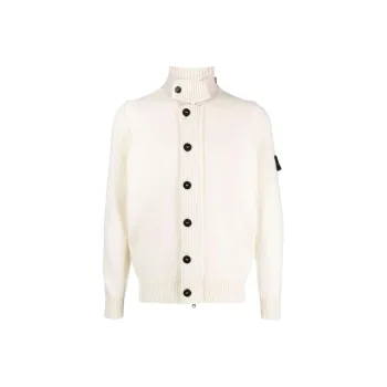 STONE ISLAND Logo Patch High Neck Cardigan