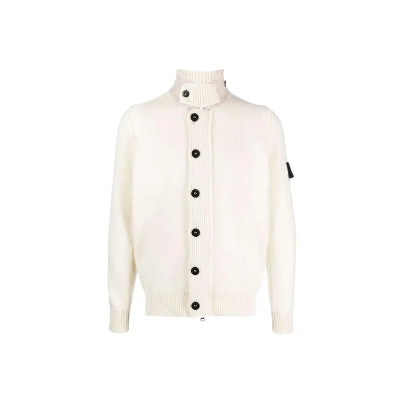 STONE ISLAND Logo Patch High Neck Cardigan-0