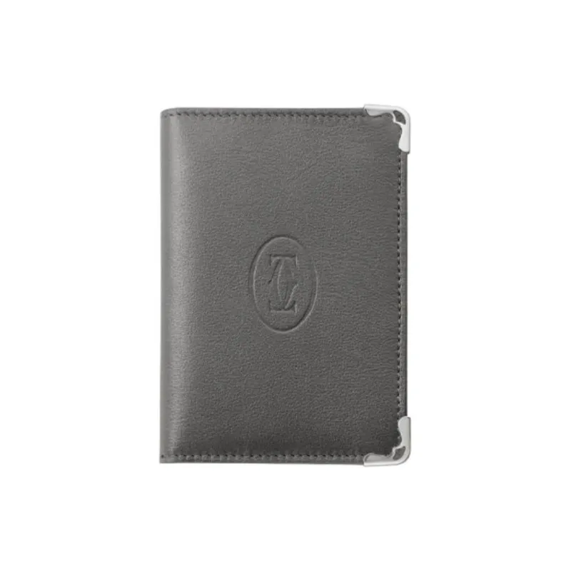 CARTIER Must De Cartier Calfskin Business Card Holder Card Case Women's Gray-0