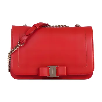 FERRAGAMO Leather Crossbody Bag, Shoulder Bag Regular Women's Red
