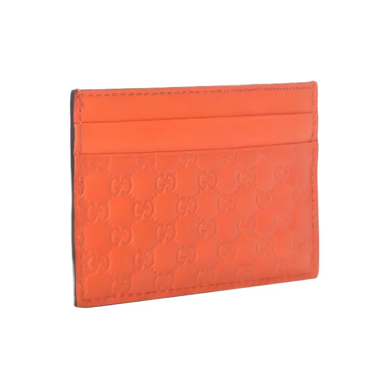 GUCCI Cow Leather Card Holder Unisex Orange-1