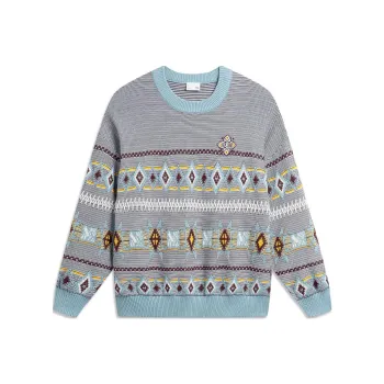 LiNing Sports Life Collection Sweater Men's Ecru Fish Eye Cyan