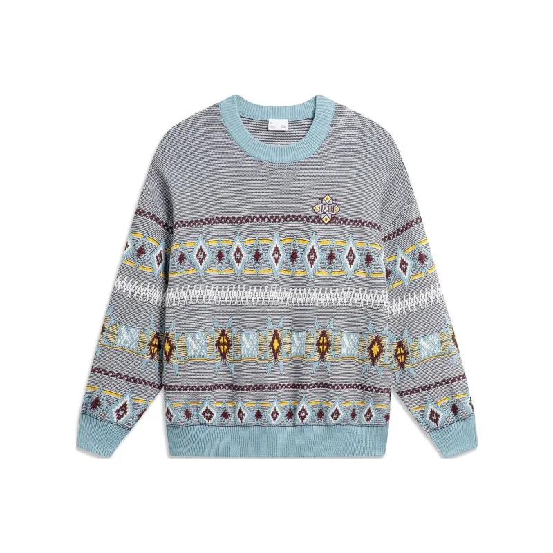 LiNing Sports Life Collection Sweater Men's Ecru Fish Eye Cyan-0