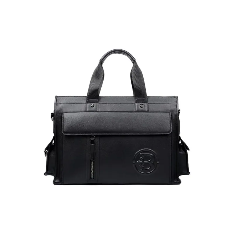 VIHUS Top Grain Cow Leather Portable Briefcase Regular Men's Black-0