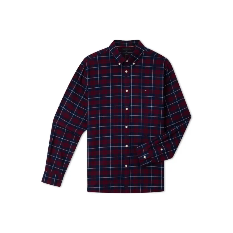 Tommy Hilfiger Shirt Men's Red Blue Plaid-0