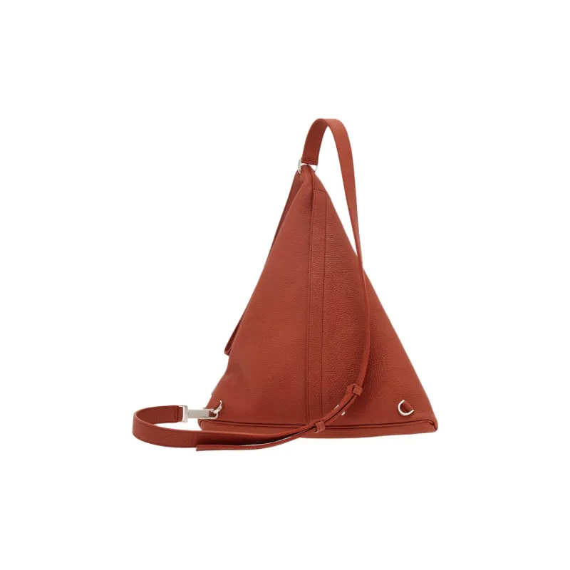 FERRAGAMO Hammered Texture Calfskin Sling Bag Medium Size Men's Brick Red-2