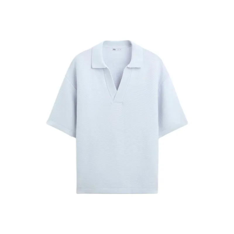 ZARA Polo Shirt Men's Light Blue-0