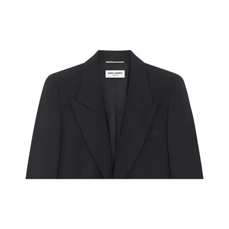SAINT LAURENT Grain De Poudre Wool Single breasted Blazer-2