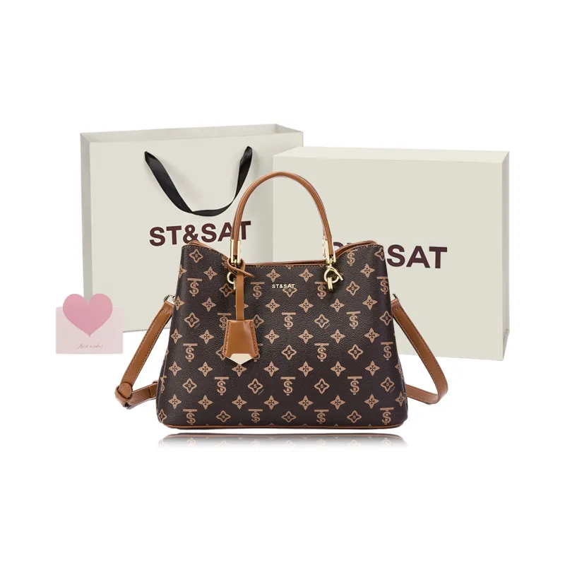 ST&SAT PVC Tote Handbag Regular Women's Coffee-0