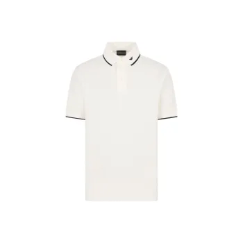 EMPORIO ARMANI Mercerised Piqué Polo Shirt With Micro Eagle Embroidery