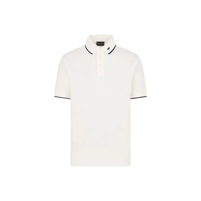 EMPORIO ARMANI Mercerised Piqué Polo Shirt With Micro Eagle Embroidery-0