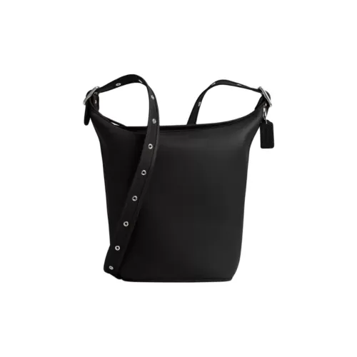COACH Duffle Leather Hobo Bag, Crossbody Bag, Shoulder Bag Medium Size Women's Black