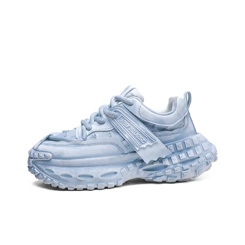 JEANSWEST Paris Distressed Wasteland Style Slip Resistant, Abrasion Resistant, Breathable Low Top Chunky Sneakers Men's-9