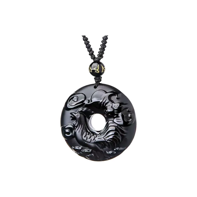 Lingxiang Yurun Obsidian Necklaces Unisex-12
